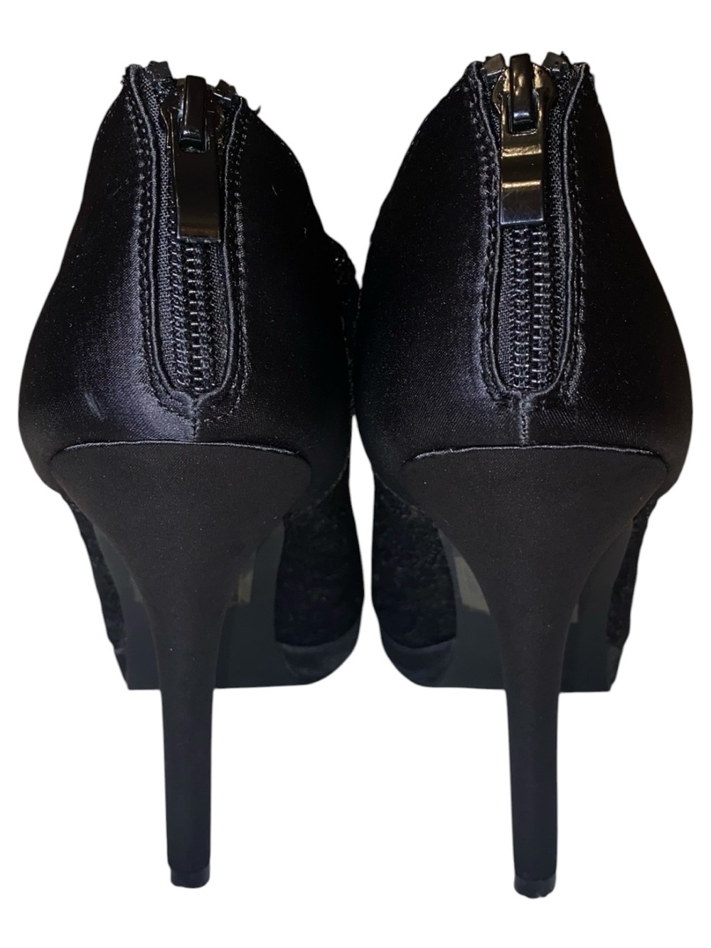 DAVID’S BRIDAL AYAEL9 Michelangelo Dress Heels Black Lace Rhinestones SZ 8-1/2 - Picture 7 of 10